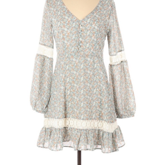 cupcakes and cashmere womens harmoni printed long sleeve dress with trims Dress - Picture 6 of 8